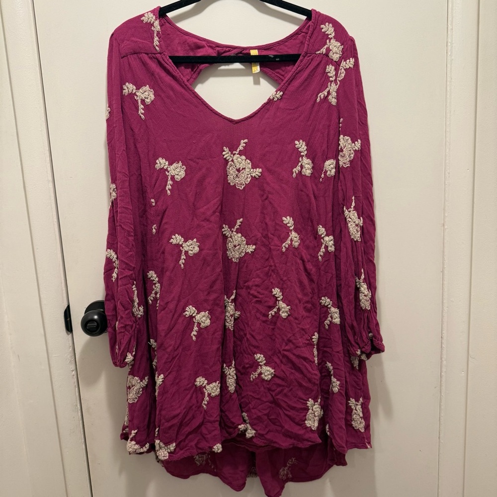 Free People Magenta Floral Mini Dress